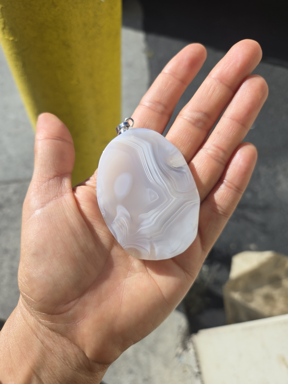 Large Natural Banded Agate Pendant - Picture 4 of 4